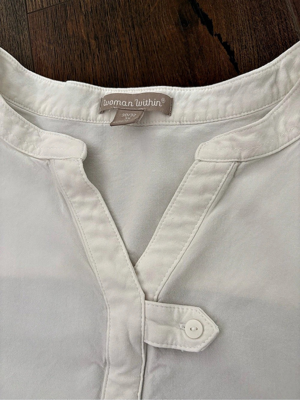 Woman Within Rayon Three-Quarter Sleeve Effortless Tab-front Blouse White 3x - Picture 4 of 8